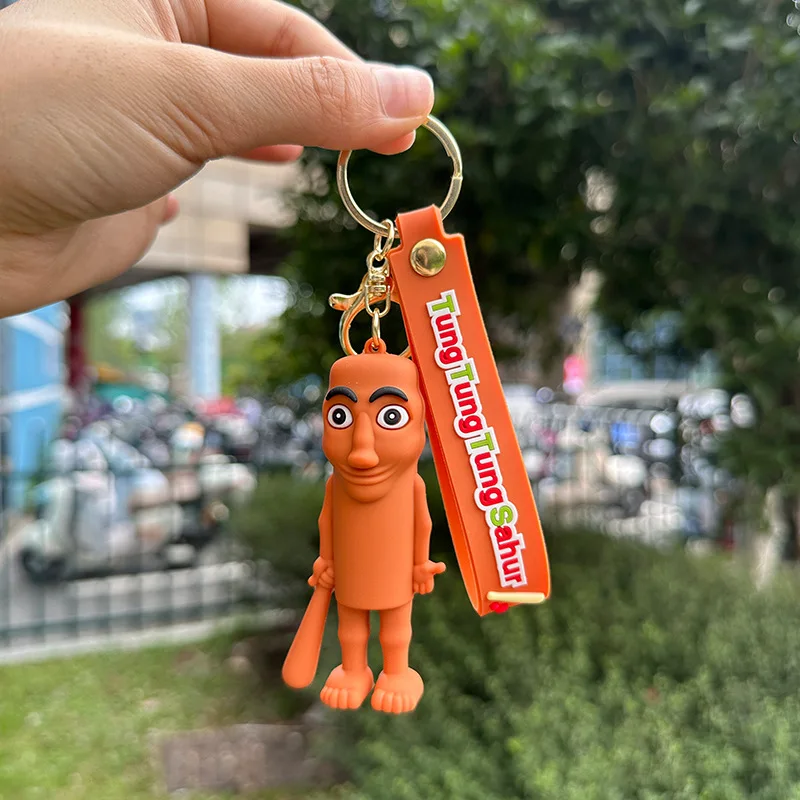 Italian Brainrot Keychain Tung Tung Tung Sahur Keyring Fashion Creative PVC Pendants Telala Funny Shark Keychains Party Gifts