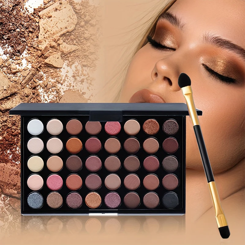 40 Color Eyeshadow Palette with Brush Set Festive Makeup Tray Mother's Day Gift,Christmas Brithdat Gift