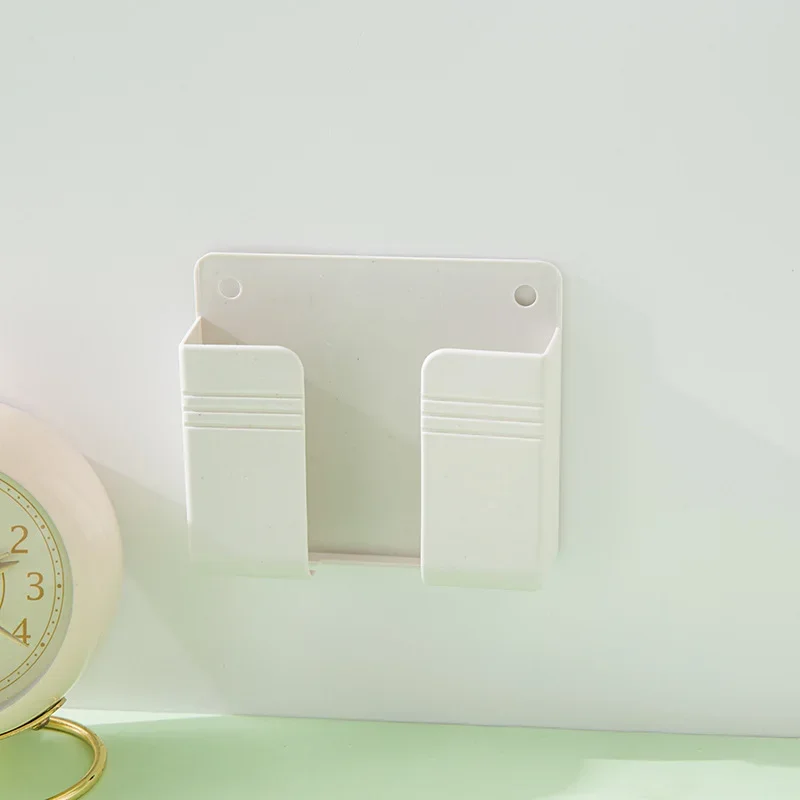 Wall Mobile Phone Holder Plug Phone Charging Stand Remote Control Storage Box Bracket Punch-Free Mounted Organizer Holders