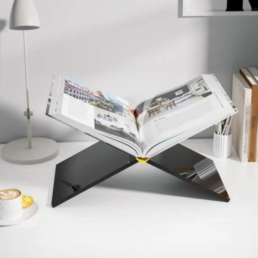 

Kitchen Accessory Acrylic Book Display Stand X Shape DIY Cookbook Stand Transparent/Black Open Book Holder Reading
