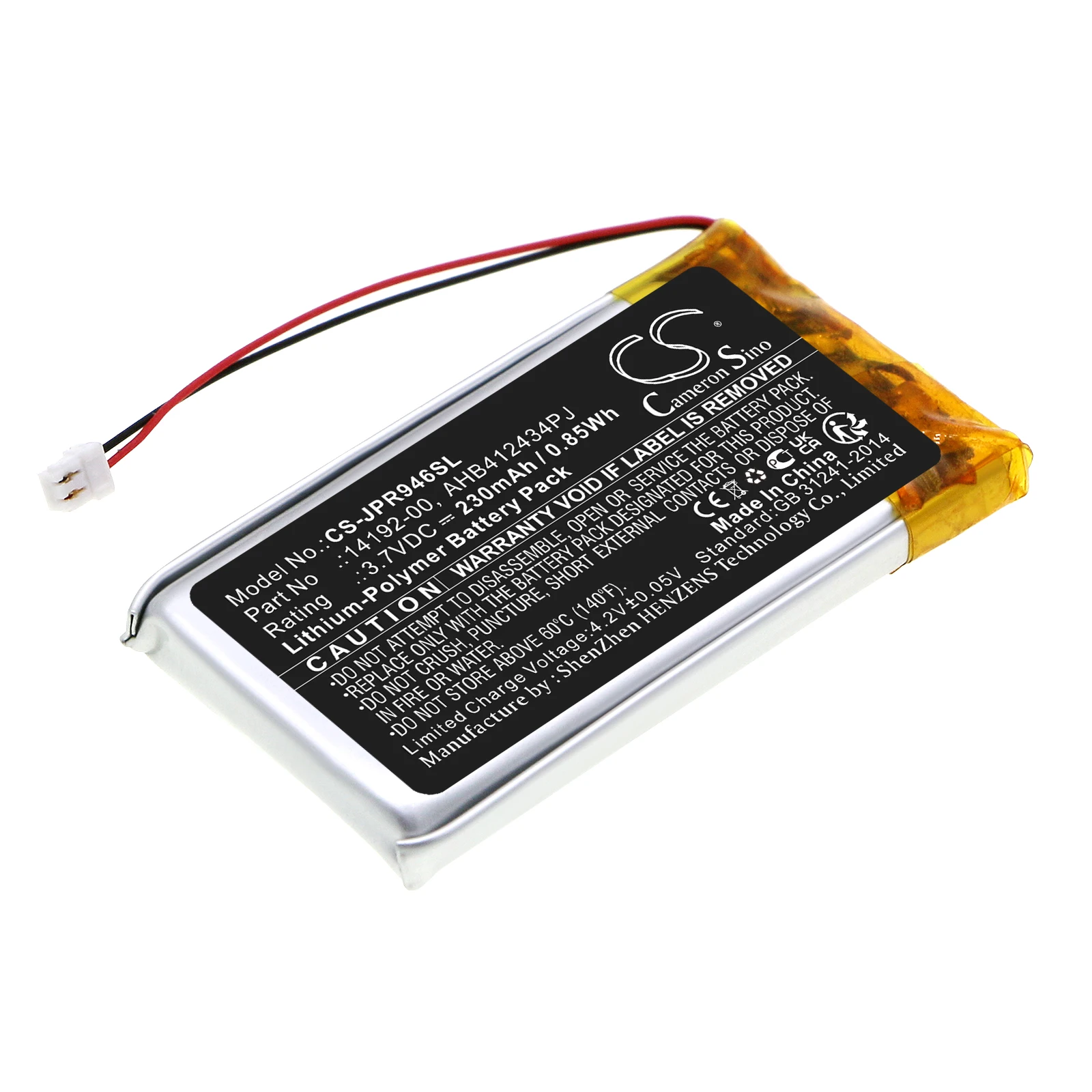 230mAh 3.7V 0.85Wh Wireless Headset Li-Polymer Battery for Jabra 14192-00 AHB412434PJ Pro9460 Pro9465 Pro9470 Pro9450 Pro9400