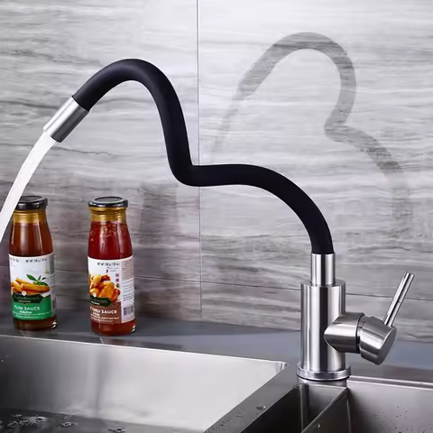 Kitchen Faucet Swivel Black Hose Kitchen Sink Faucet Sink Tap Mounted Deck Bathroom Hot And Cold Water Mixer Crane