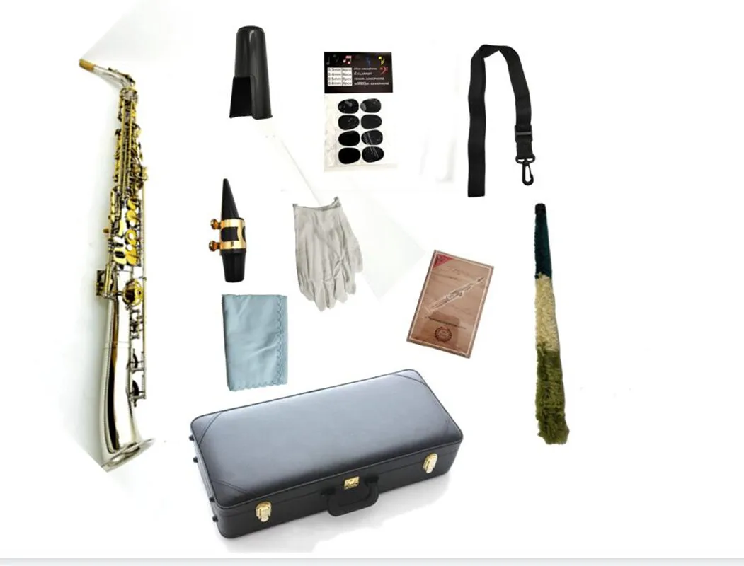 

New Product Straight Tube Alto Saxophone Eb Tune Sliver Plated Professional Woodwind Instruments With Sax Case Accessories