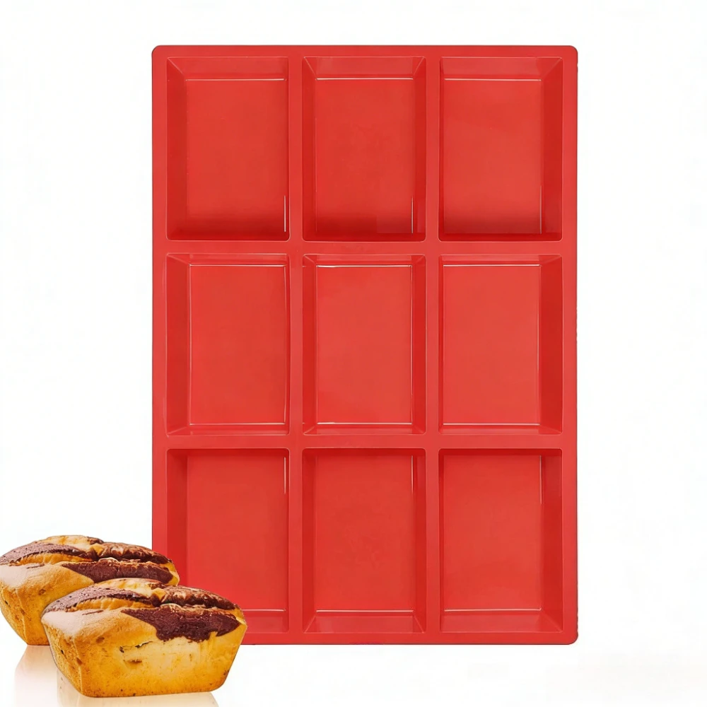 Brotform mit 9 Mulden, Silikon-Kastenform, antihaftbeschichtete Backformen für Brownies, Muffins, Hackbraten, rechteckige Seife, Käsekuchen-Formen