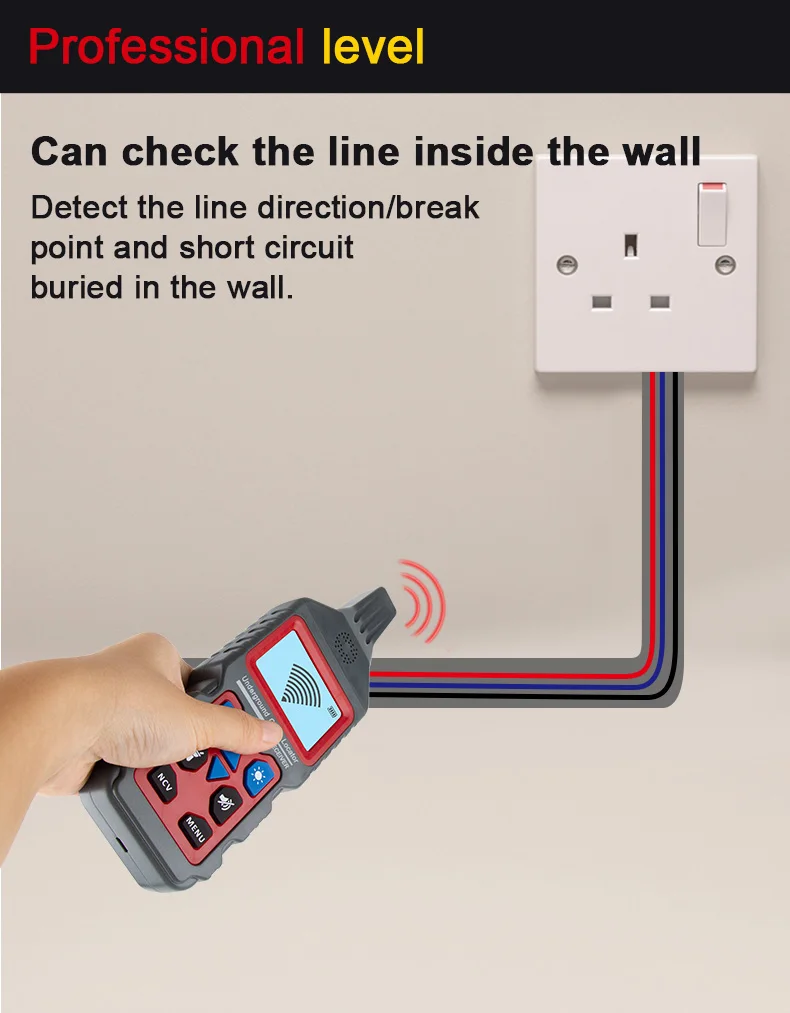 NOYAFA NF-826 High Voltage Cable Fault Locator Easy Use Underground Cable Fault Locator LCD Display ABS Material Lithium Battery