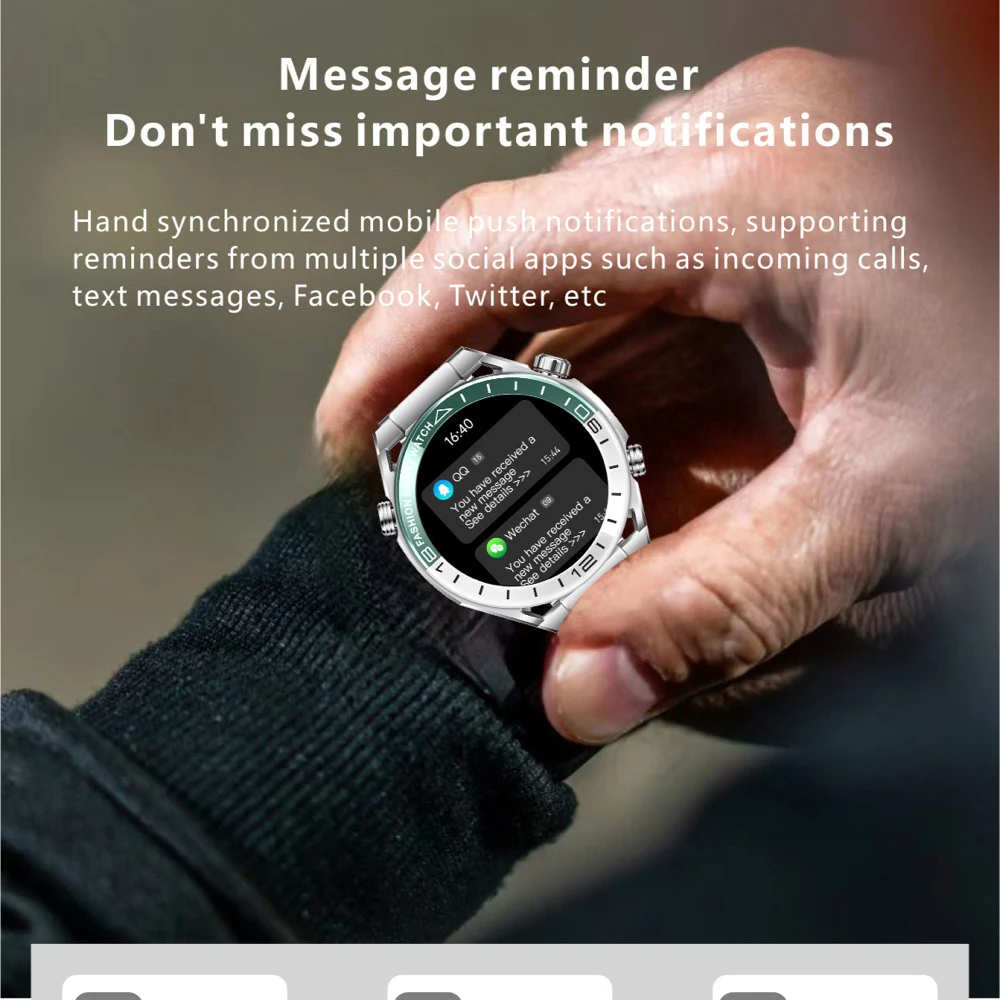 Men Smart Watch Outdoor Compass Waterproof Voice Assistant Watches NFC Map Navigation Sports Fitness Heart Rate New Smartwatch