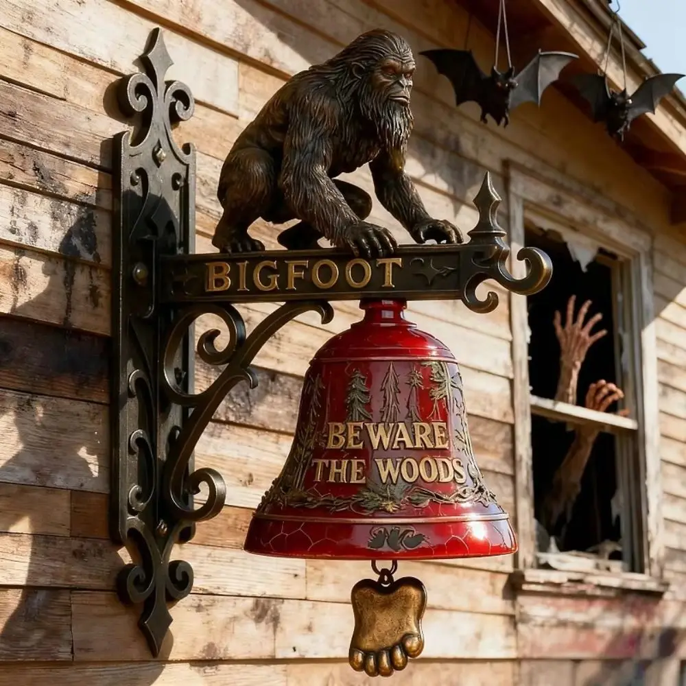Wall-Mounted Krampus Decorative Ornament 3D Sculpted Resin Material Resin Decorative Hanging Bells Antique-Finished Bronze