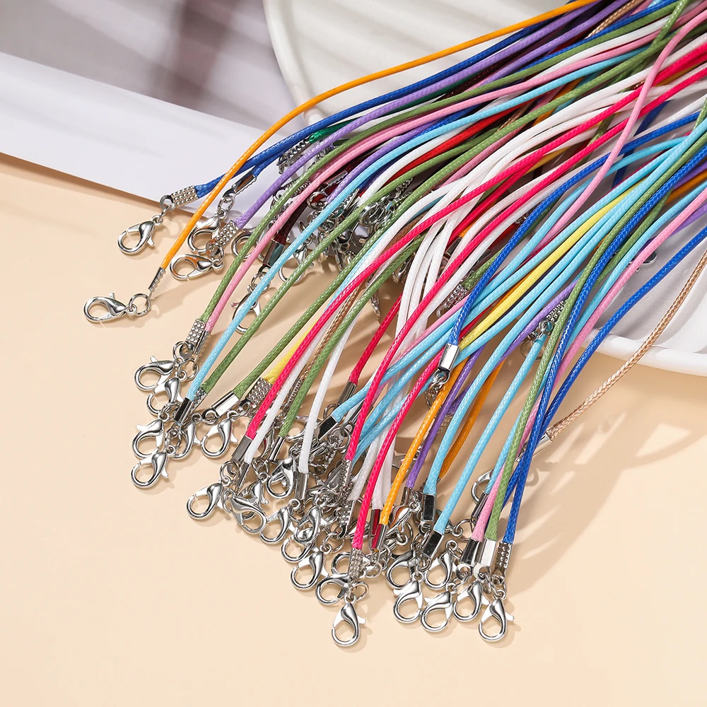 10pcs/Lots 1.5/2mm PU Leather Bracelet Cord  Kit Wax-Coated Braided Strings With Charms for Bracelet Jewelry Making Supplies image 3