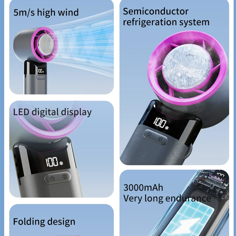 مروحة مكتب محمولة صغيرة USB خالية من الشفرة جديدة 3000 مللي أمبير في الساعة محرك بدون فرشاة 100 ترس الرياح قابل لإعادة الشحن مروحة تبريد محمولة
