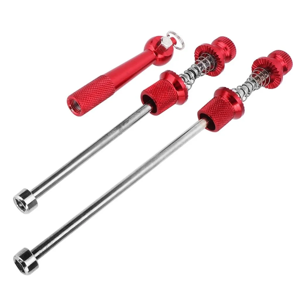 

Durable Aluminum Alloy Quick Release Skewers Anti Theft Black&Red Bike Skewer Set Wheels Locking Security Bike Parts