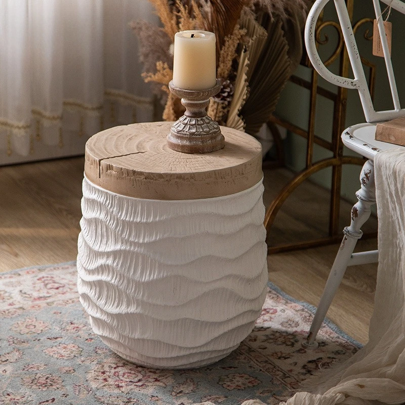 

Magnesium oxide small apartment creative coffee table balcony modern simple personality bedside table black and white living roo