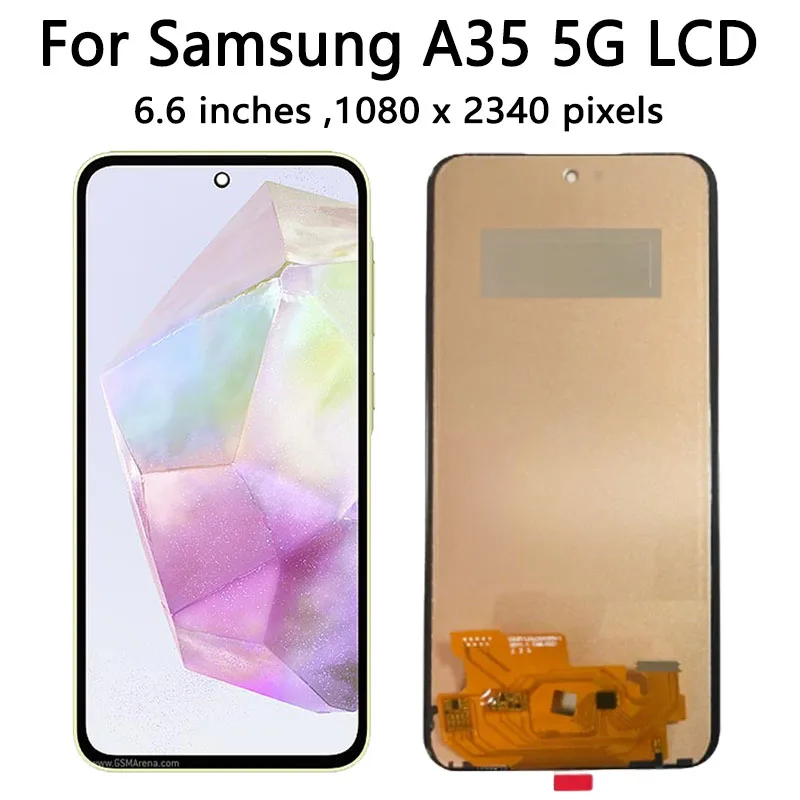 New 100% Tested For Samsung A35 5G LCD Display Touch Screen Digitizer Assembly For Samsung A356 Screen With Frame Replacement