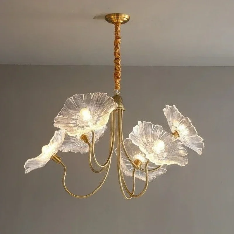 

Nordic Minimalist Lotus Chandelier Modern Glass LED Chandelier Bedroom Interior Home Decoration Luxurious Living Room Lighting
