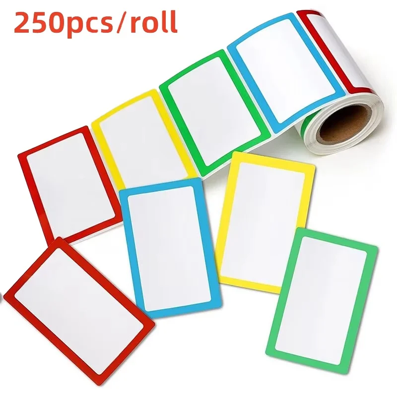 250 قطعة ملصقات فارغة مقاومة للماء ذاتية اللصق متنوعة ملصقات للتسمية قابلة للإزالة اسم العلامة تسميات شخصية اللوازم المكتبية #1