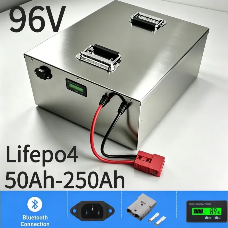 96V LiFePO4 Battery Pack 50Ah~250Ah Smart BMS Bluetooth APP Monitor Deep Cycle Long Life Lithium Battery for Golf Cart Sightseei