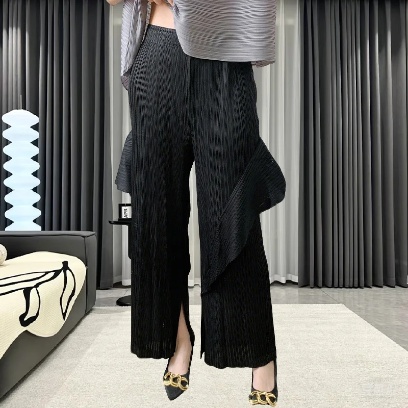 

Miyake Pleated Pants 2025 Fashion New Pants Loose Solid Color Large Size Slim Thin Urban Leisure Straight Pants Women Clothing