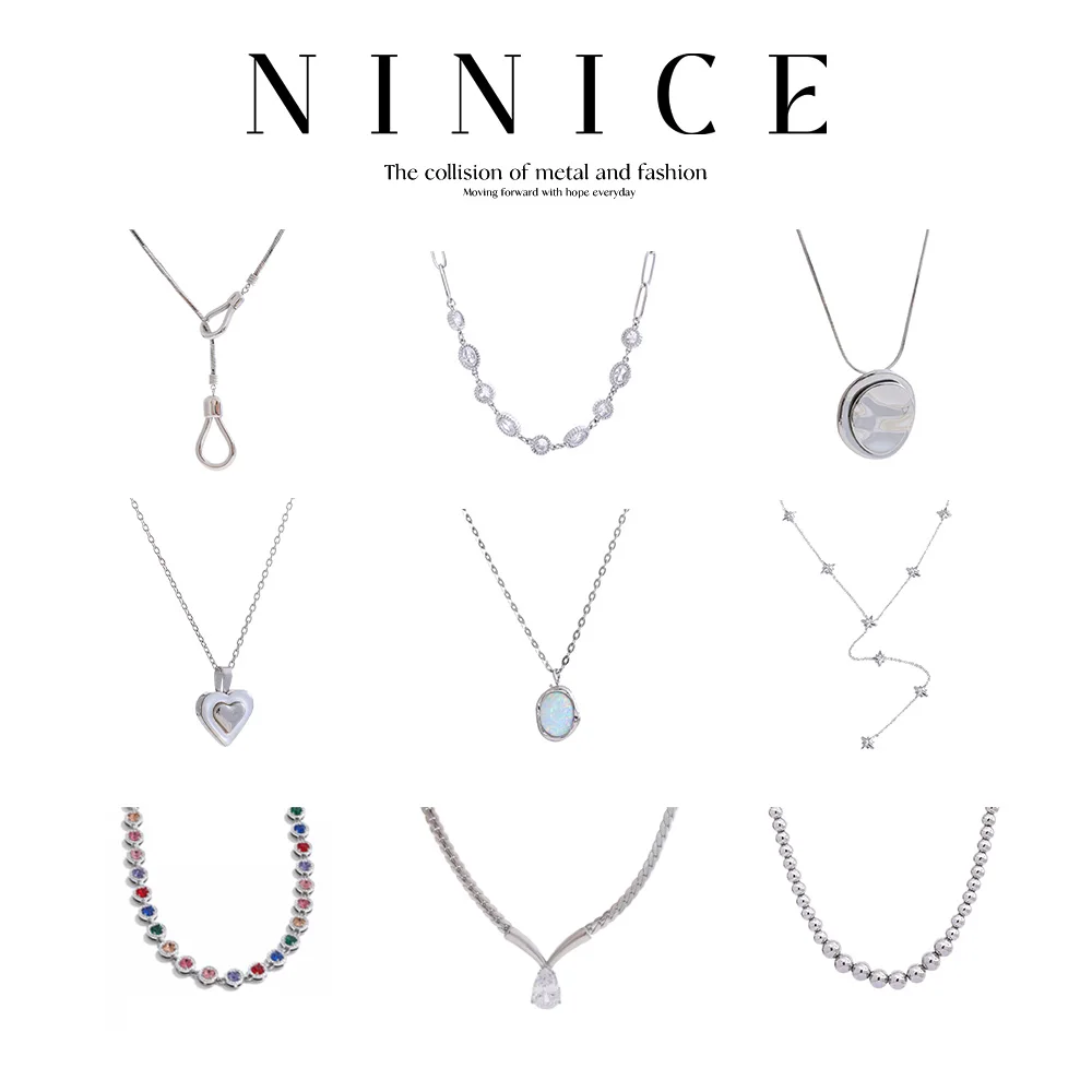 NiNice Necklaces Stainless Steel Colorful Zirconia Flower Dolphin Shaped Selected Jewelry New Trendy and Personalized Fashion