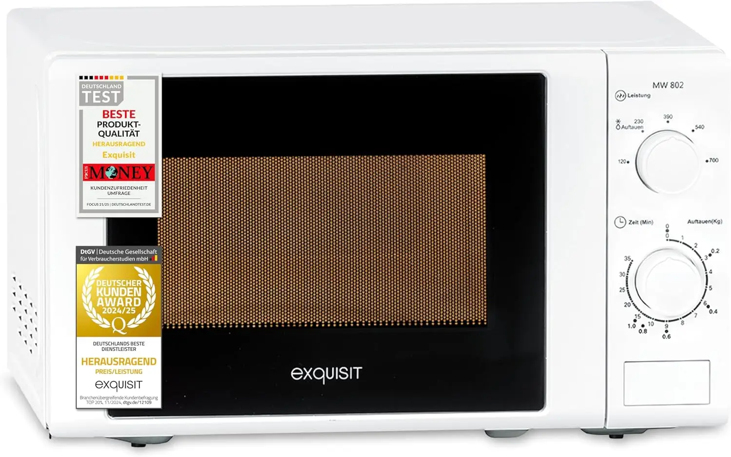 Mikrowelle MW 802, 700 W Leistung, 20 l Kochraum, kompakte Mikrowelle mit Edelstahl-Innenseite, platzsparend, inkl. Timer