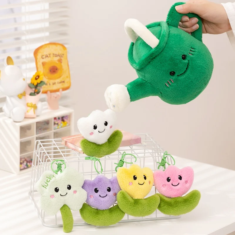 Kawaii Cartoon Simulation Anime Wasser Flasche Blume Füllung Tier Plüsch Spielzeug Puppe kinder Blume Schlüsselbund Handgemachte Puppe Geschenk