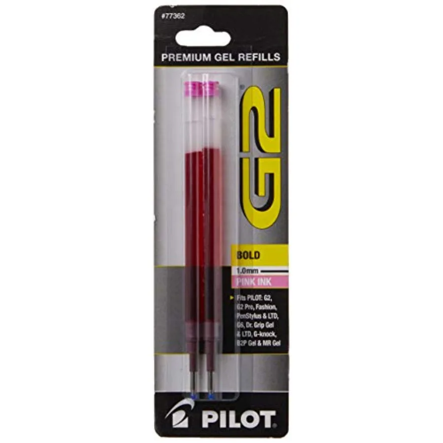 

, G2 Gel Ink Refills, Bold Point 1 mm, Pink, Pack of 2