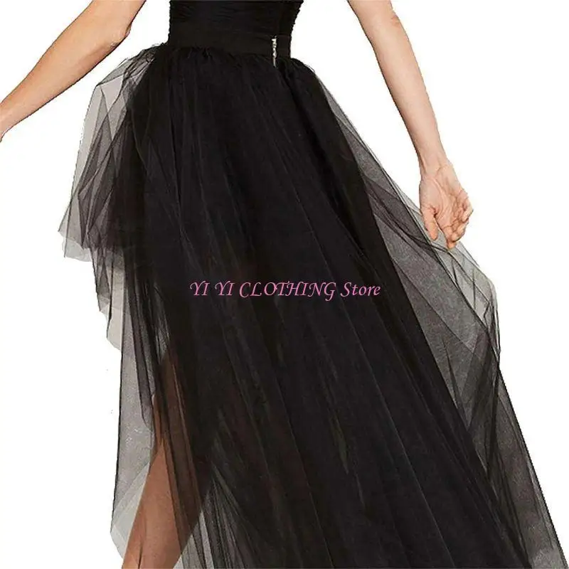 N5KF Fashion Women Skirt New Punk Sexy Mesh Irregular Front Short Back Long Tutu Puff