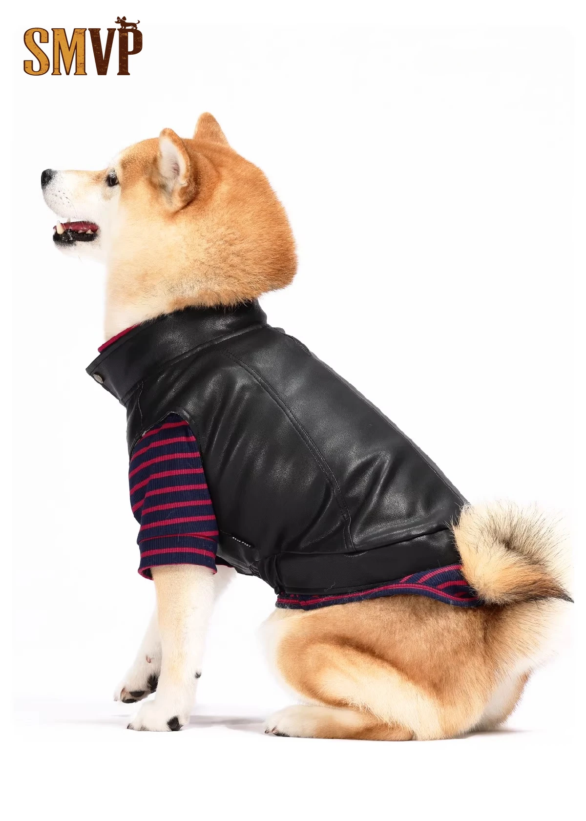 

Pu Leather Jacket Locomotive Tooling Cool and Handsome Style Anti Dirty You Can Stack It and Wear It with Pet Clothes