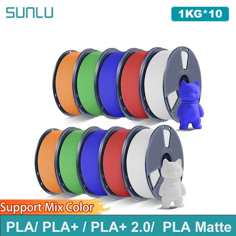 

SUNLU 10KG PLA/PLAPLUS/PLA+2.0/PLA Matte Filament 1.75mm 10Roll 1KG 3D Printer Neatly Wound 3D Filament for 3D Printer& 3D Pen