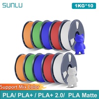 SUNLU 10KG PLA/PLAPLUS/PLA+2.0/PLA Matte Filament 1.75mm 10Roll 1KG 3D Printer Neatly Wound 3D Filament for 3D Printer& 3D Pen
