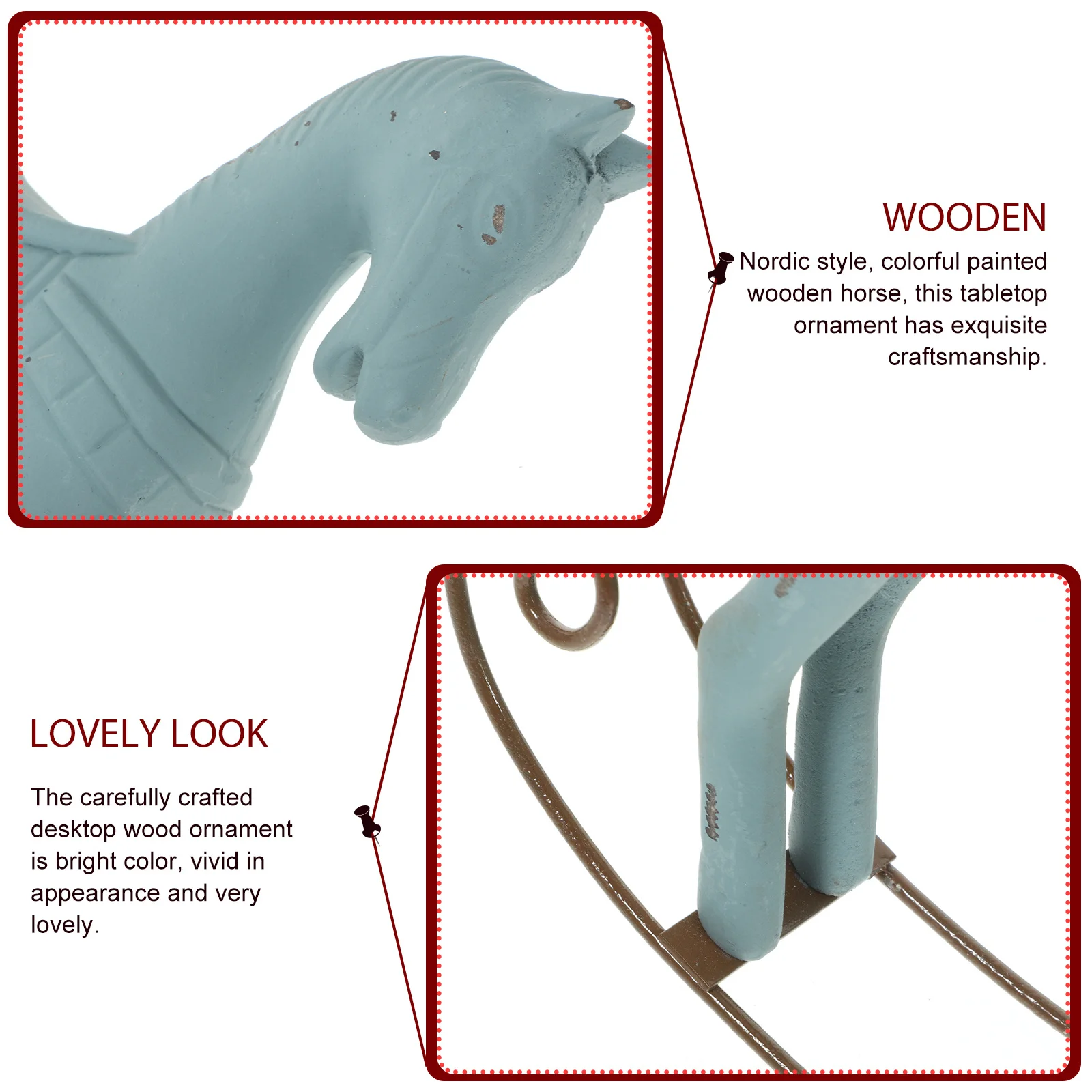 

1pc Wooden Horse Ornament Nordic Colorful Painted Tabletop Decoration For Home Office Christmas Xmas Decor Wood Artware Horse