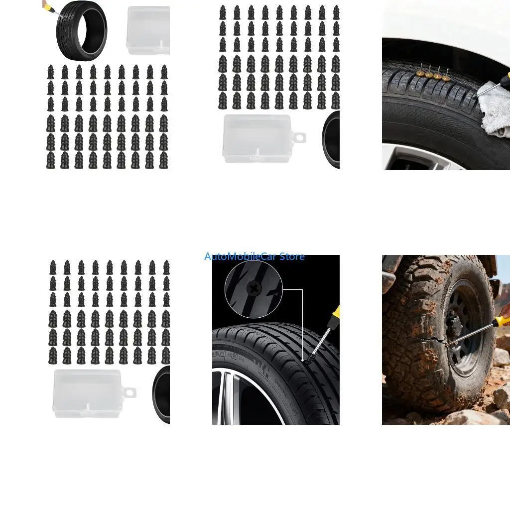 G8TE Pack of 30+30 Tire Repair Outlets with Driver for Car Motorbike Truck Crisis Puncture Fix