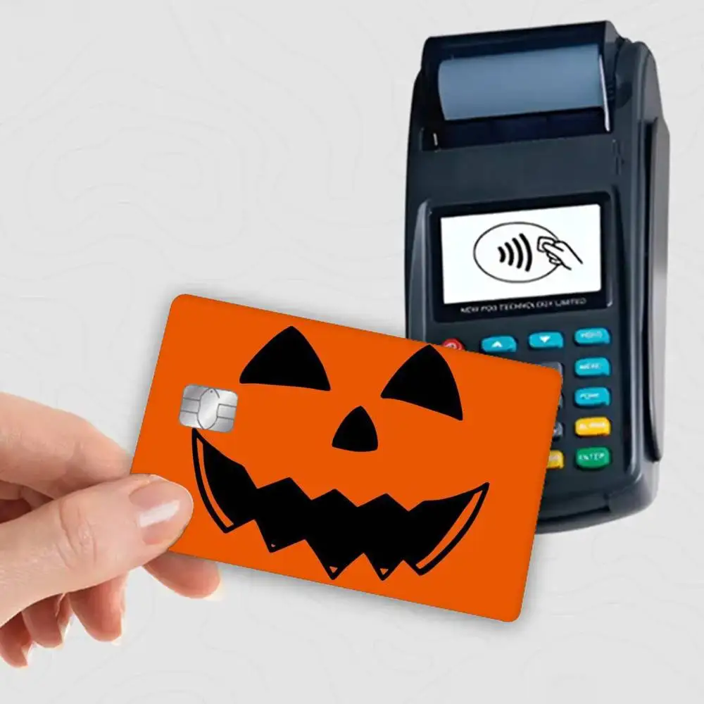 Halloween Jack-o-lantern  Waterproof Film Skin Cover Credit Card Stickers Debit Front Bank Bus Pass