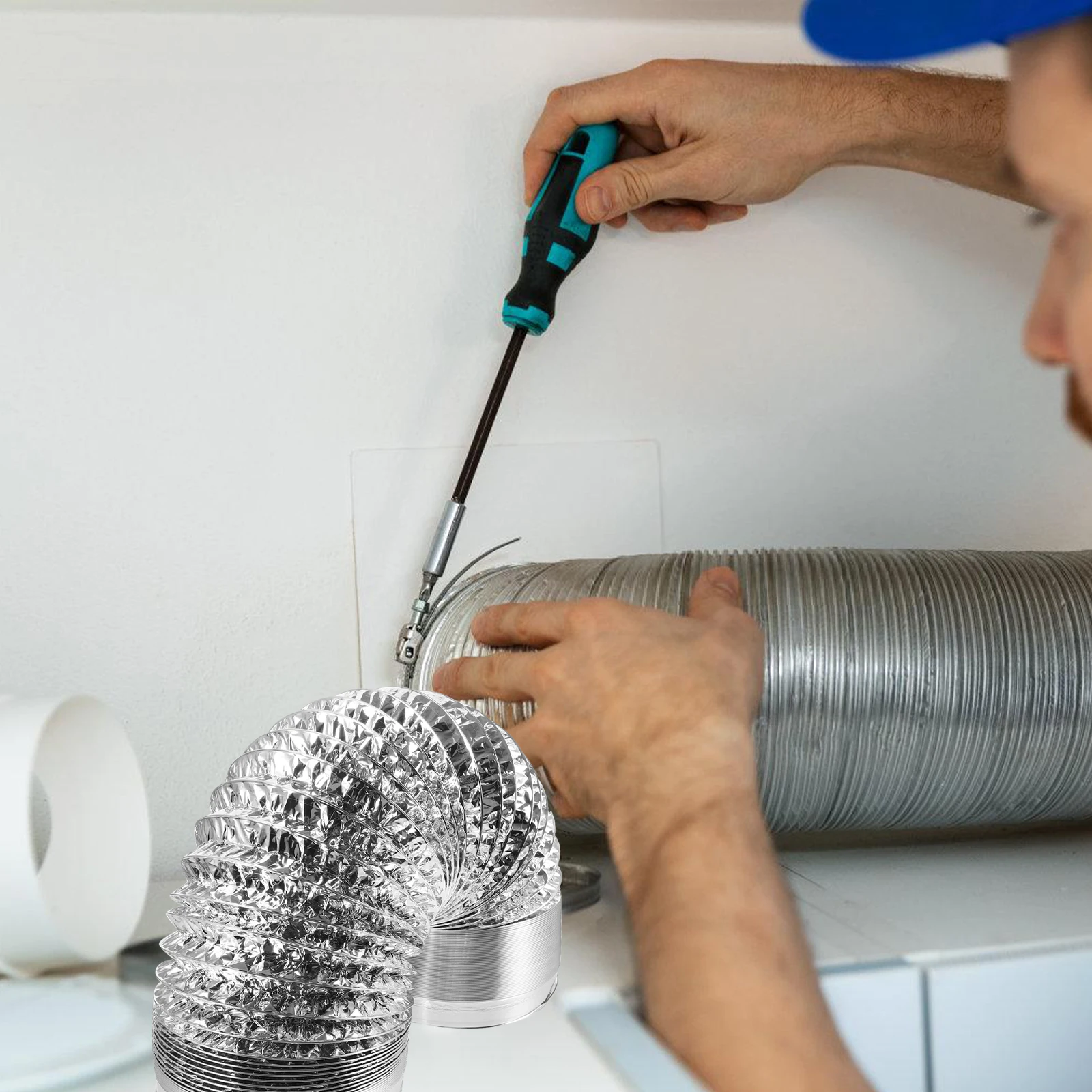 

1 шт., 3 м, утолщенная алюминиевая фольга, канальный шланг, выдвижная огнестойкая вентиляционная выхлопная труба Hvac, 180 мм, серебристый