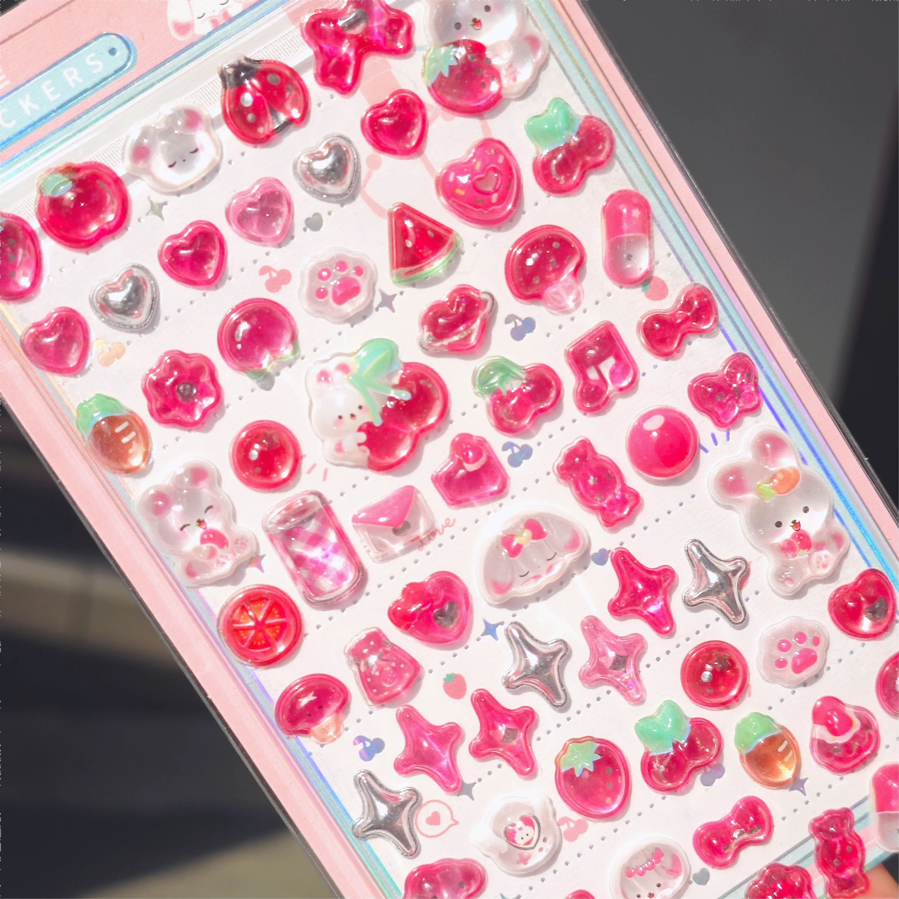 Urocze naklejki 3D Mini Sweet Star Drop Relief do scrapbookingu, słodkie naklejki DIY do dekoracji etui na telefon, artykuły szkolne, artykuły papiernicze.