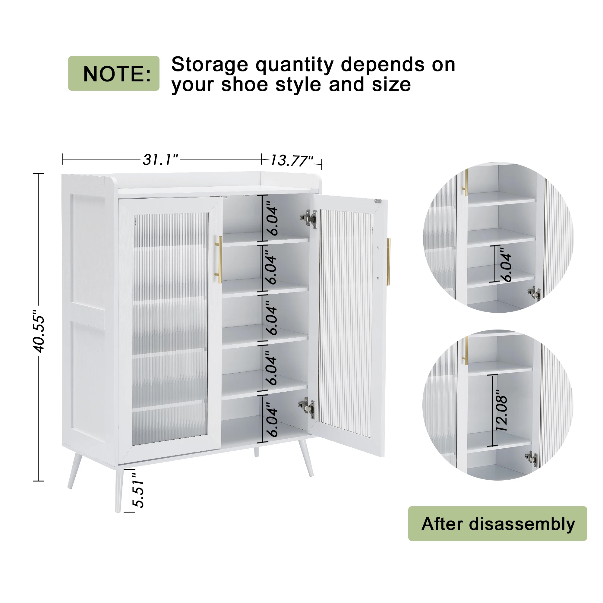 5-Tier Shoe Cabinet with Glass Doors, Entryway Shoe Organizer with Adjustable Shelves, Spacious Storage for Hallway, Living Room