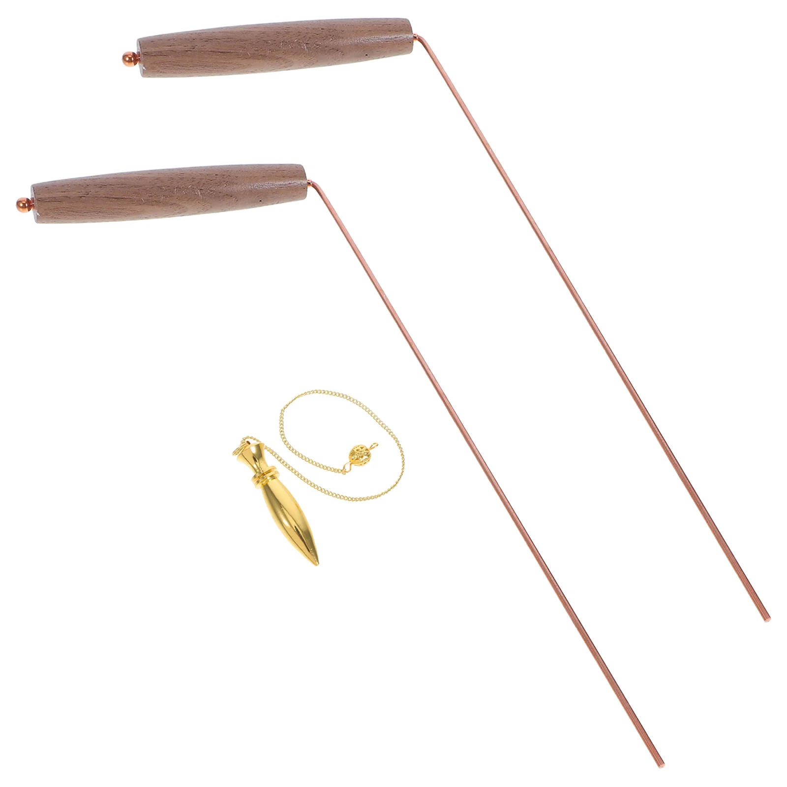 

ELAYARD 1 Set Copper Dowsing Rods with Wooden Handles Handheld Divining Tool for Water Metal Prospecting