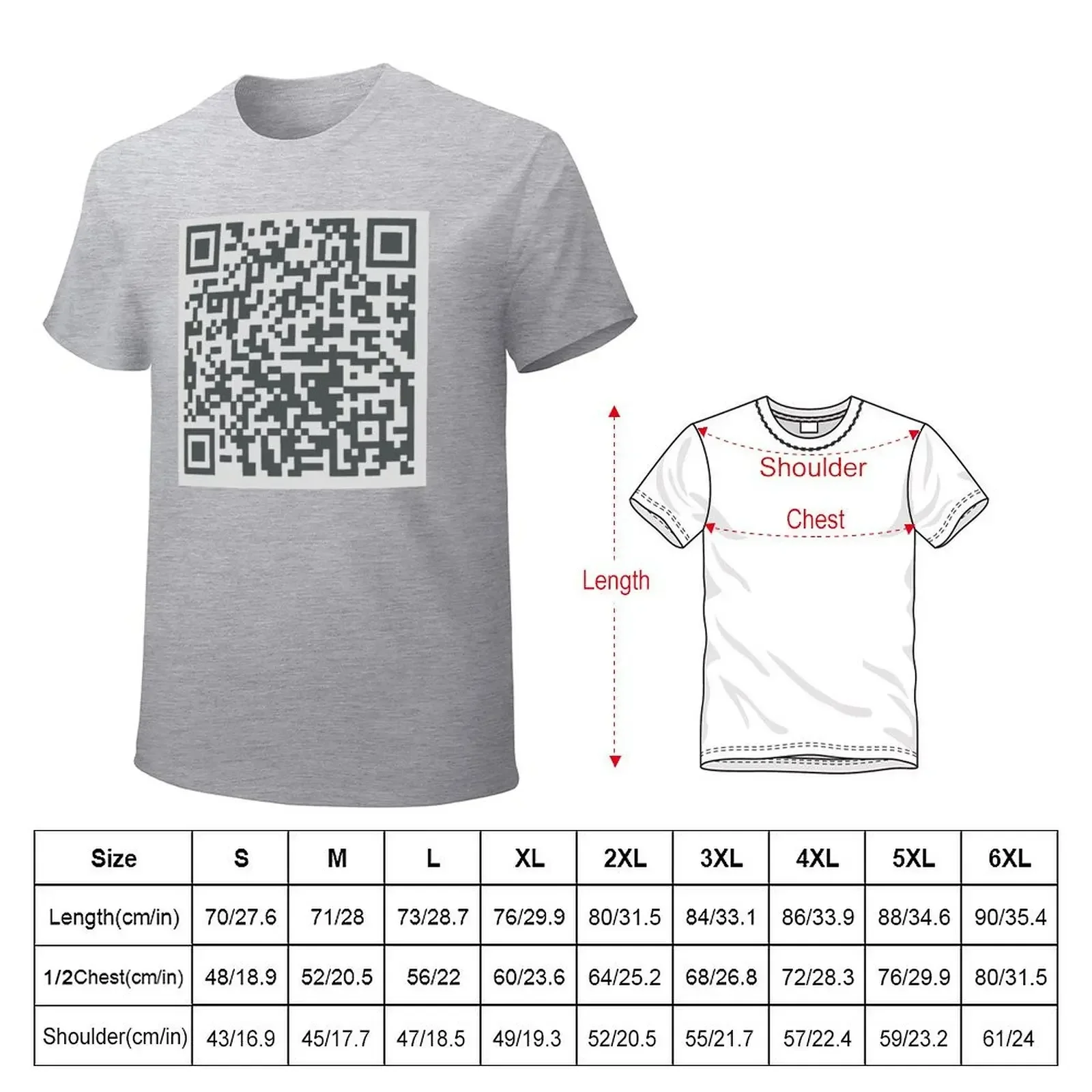 Roll QR Code T-shirt RickRoll'D Never Gonna Give You Up Funny   Prank  Blouse vintage t shirts for men cotton