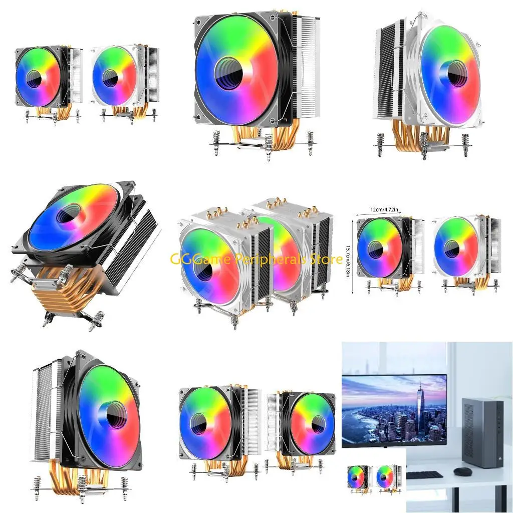 

U55B CPU Cooling ARGB Silence 6 Heatpipes Multiplatforms Computer CPU Fan Heatsinks