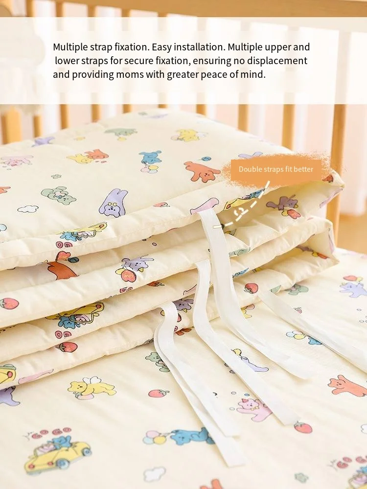 Krippe Bumpe Weiche Reine Baby Bettgitter Wrap Anti-Kollisionsstreifen für Baby Bettgitter Spleißen Bett Schutz Abdeckung Baby Bett Stoßstange – Detail 9