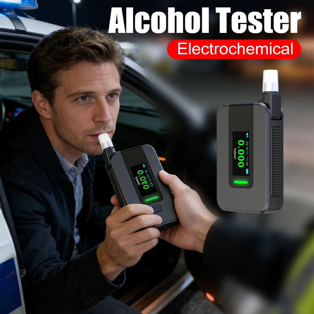 

Electrochemical Alcohol Tester USB Rechargeable Professional Breath Alcohol Tester Portable Alcohol Meter for Professional Use