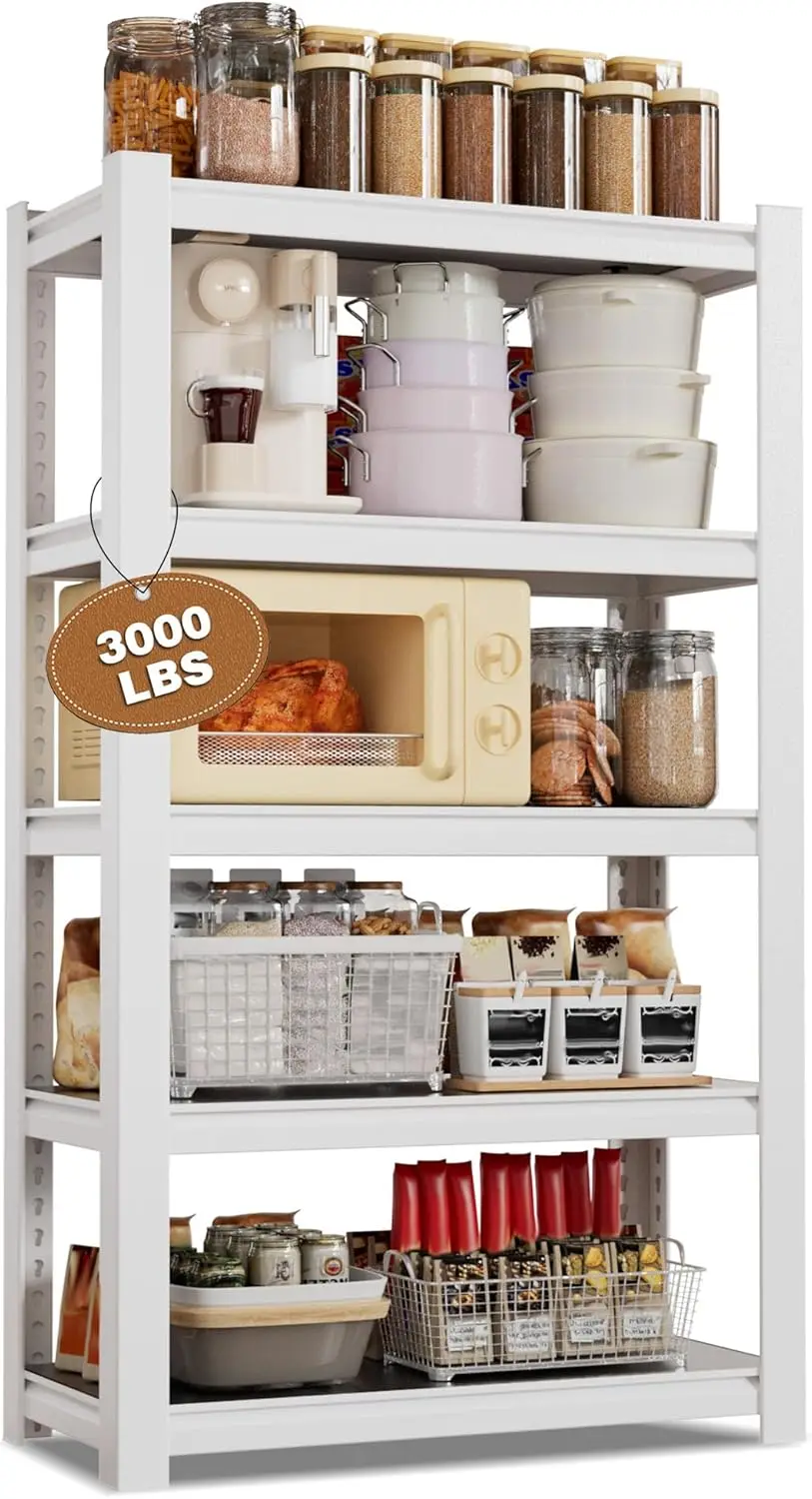 

House 5-Tier Shelving Unit, 3000lbs Adjustable Storage Shelves, Boltless Book Shelf, Shelf Organizer for Kitchen, Living