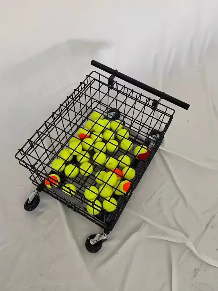 Folding Gym Training Equipment Tennis Ball Racket Foldable Baseball Storage Cage Cart Wheel Tool Metal Basket Display Rack Stand