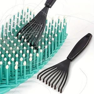 One-piece plastic mini comb cleaner with built-in brush, hair removal device, household handle cleaner, brush, cleaning agent