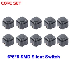 10pcs/lot no sound 6*6*5 SMD Silent Mute Push Button Switch silicone keypad tact switch silicon Switches 6 * 6 * 5 MM