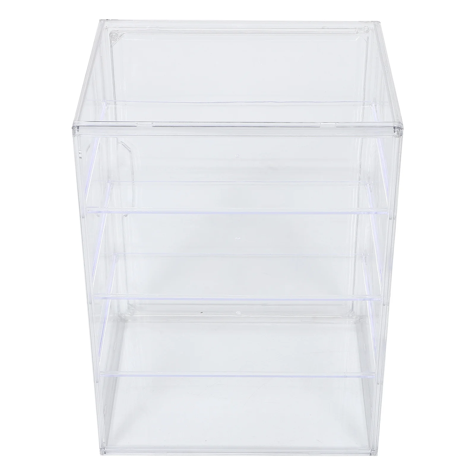 

Clear 4 Tier Pastry Display Cabinet with Magnetic Door Adjustable Shelves Bread Storage Container for Kitchen Countertop Cookie