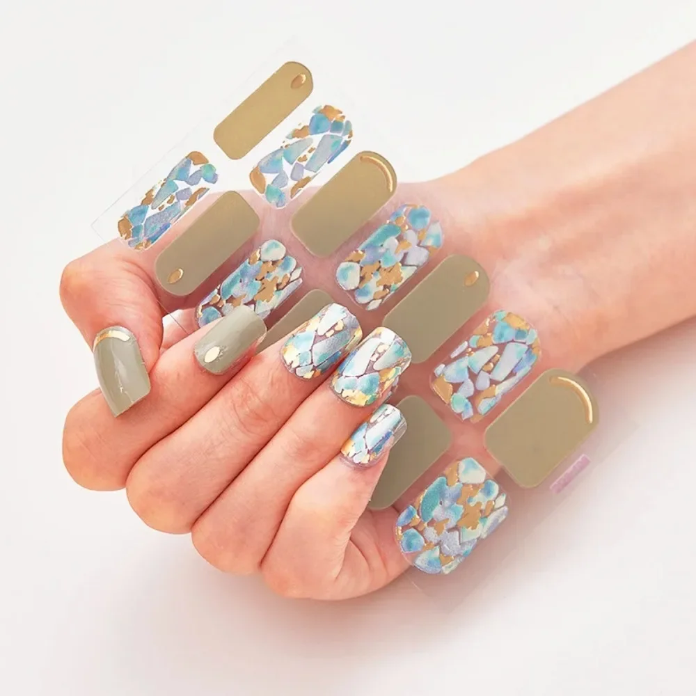 Nagels tecker halb gehärtete Gel nagelst reifen Patch Slider Blumen Farbverlauf Farbe Voll deckel Gel Wraps wasserdichte Aufkleber