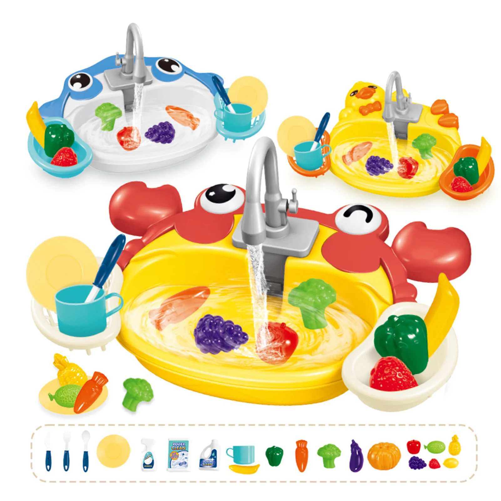 Kids Play House Kitchen Toys Set Funny Classic Simulation Vegetables Washing Toys Set for Children Interactive Toys Set