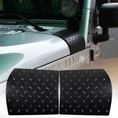 1 par de capó de coche ABS negro, armadura corporal, cubierta exterior de capó de motor para Jeep Wrangler JK Rubicon Sahara, accesorios de estilo automático