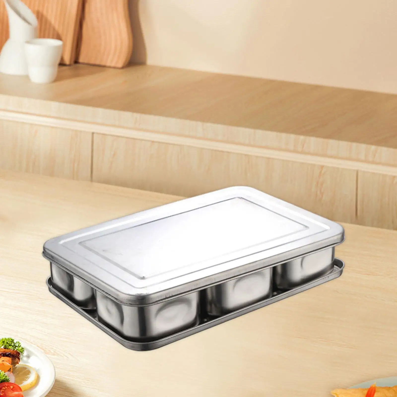 

Seasoning Storage Box Organizer with Lid Seasoning Bottle Containers Stainless Steel for Party Kitchen Household Bar Restaurant