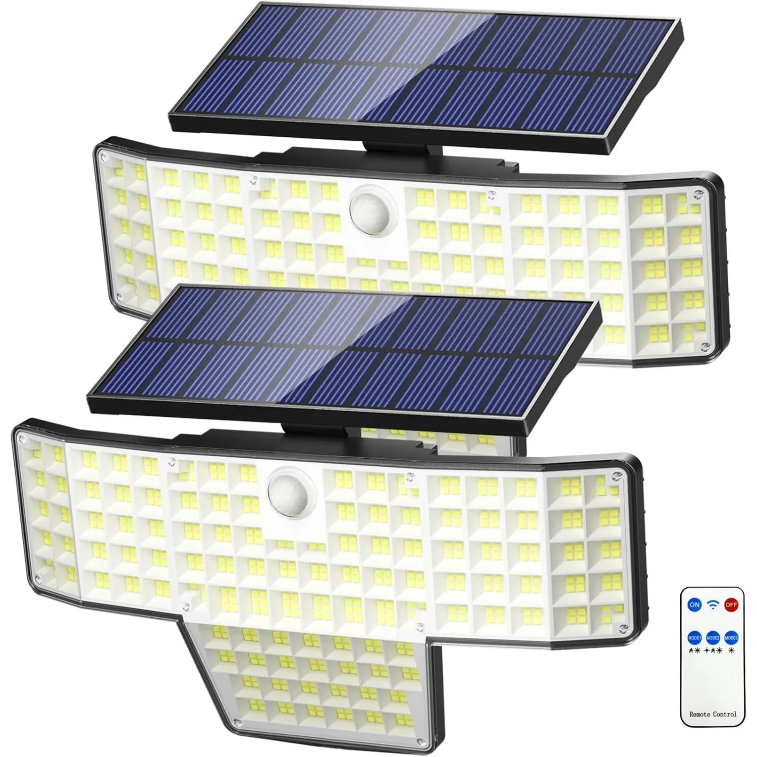 Projecteurs solaires 448 LED pour extérieur, étanches IP65, avec détecteur de mouvement, télécommande, grand angle, pour jardin, cour, allée