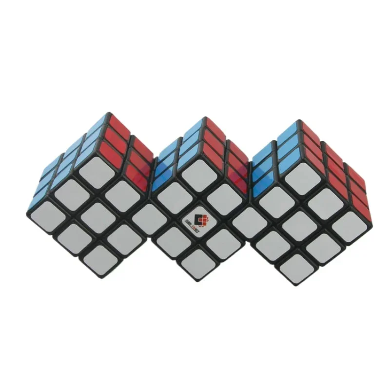 Three Cubes Together Bandaged CubeTwist Triple 3x3 Conjoined Magic Cube Puzzle Game Toys Stickerless Black Stickers
